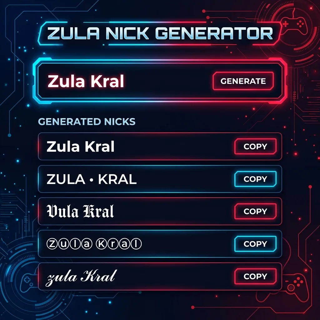 Zula oyunu için normal isimlerin özel Unicode fontlar ve sembollerle şekilli nicklere dönüştürülmesi
